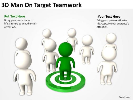 Business Cycle Diagram 3d Man On Target Teamwork PowerPoint Templates Ppt Backgrounds For Slides