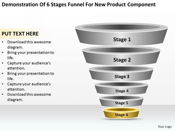 Business Cycle Diagram Of 6 Stages Funnel For New Product Component Ppt PowerPoint Templates