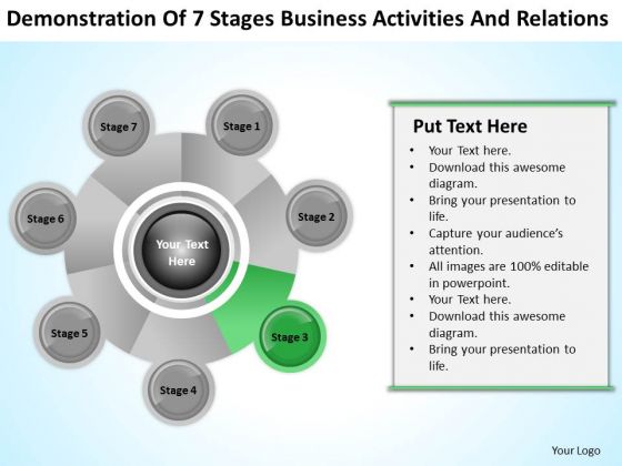Business Cycle Diagram Of 7 Stages Activities And Relations Ppt PowerPoint Template