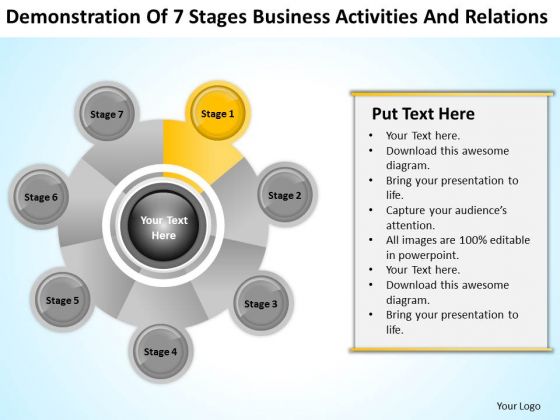 Business Cycle Diagram Of 7 Stages Activities And Relations Ppt PowerPoint Templates