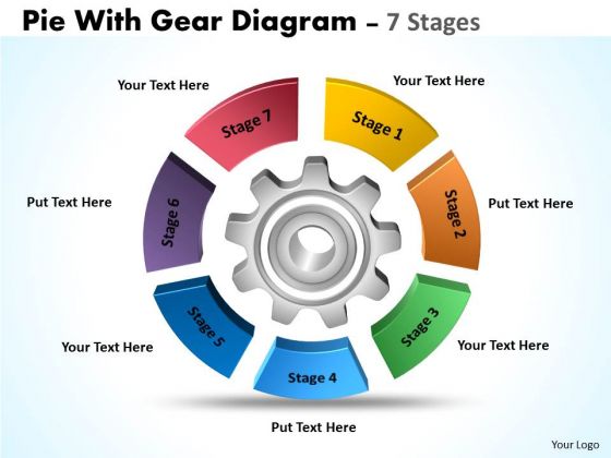 Business Cycle Diagram Pie With Gear Diagram 7 Stages Strategy Diagram