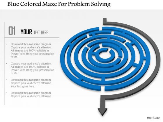 Business Diagram Blue Colored Maze For Problem Solving PowerPoint Templets