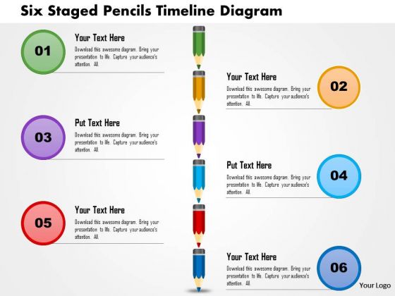 Business Daigram Six Staged Pencils Timeline Diagram Presentation Templets