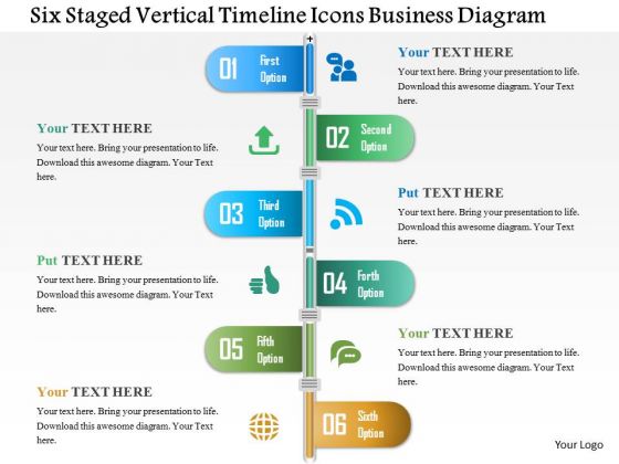 Business Daigram Six Staged Vertical Timeline Icons Business Diagram Presentation Templets