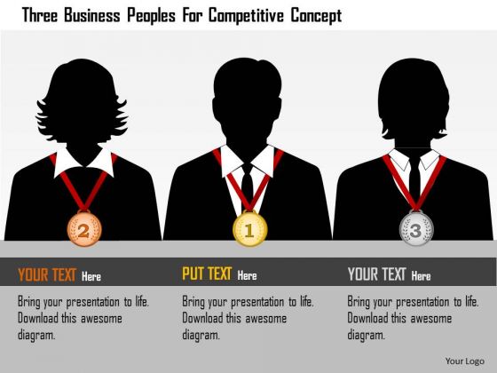 Business Daigram Three Business Peoples For Competitive Concept Presentation Templets