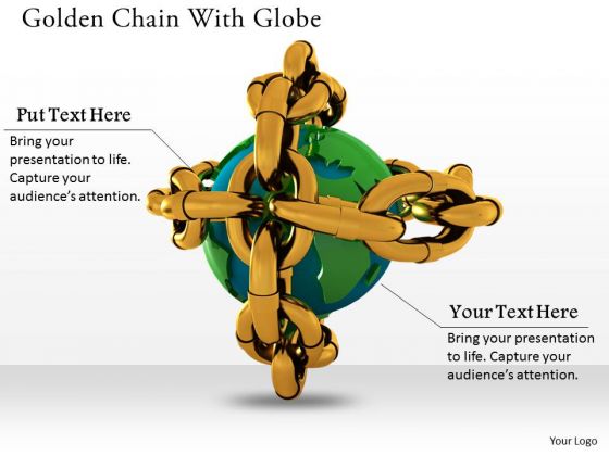 Business Development Strategy Template Golden Chain With Globe Photos