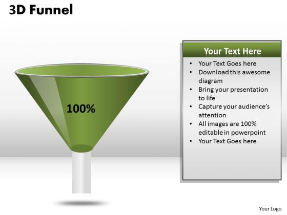 Business Diagram 100 Percent Value Funnel Diagram Strategic Management