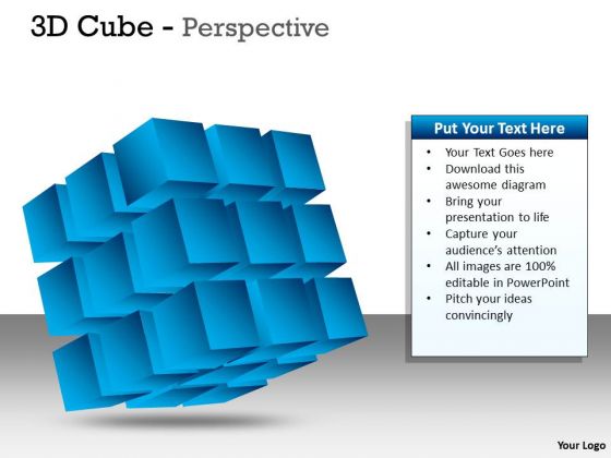 Business Diagram 3d Blue Cube Perspective Ppt Sales Diagram