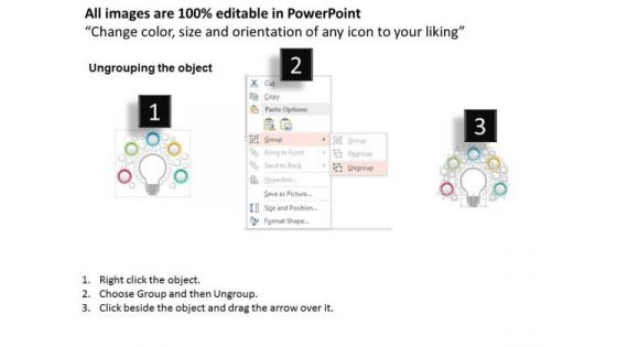 Business Diagram 3d Bulb And Five Staged Gear Diagram For Process Control Presentation Template