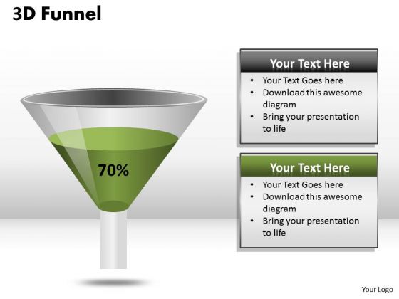 Business Diagram 3d Funnel Diagram Representing 70 Percent Strategic Management