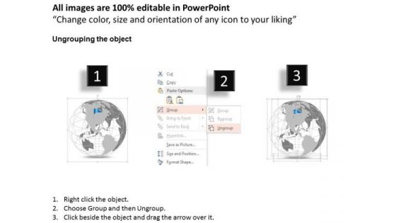 Business Diagram 3d Globe With Blue Flag On North America Presentation Template