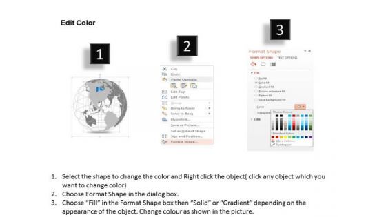 Business Diagram 3d Globe With Blue Flag On North America Presentation Template