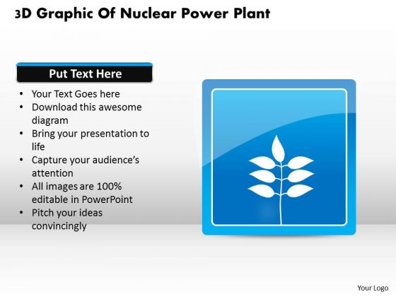 Business Diagram 3d Graphic Of Nuclear Power Plant Presentation Template