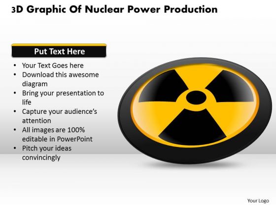 Business Diagram 3d Graphic Of Nuclear Power Production Presentation Template