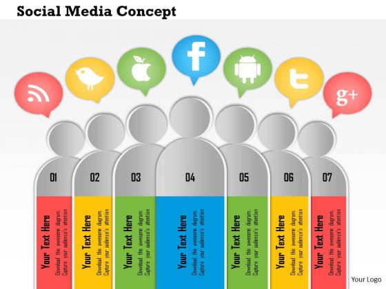 Business Diagram 3d Human Icons For Social Media Concept Presentation Template
