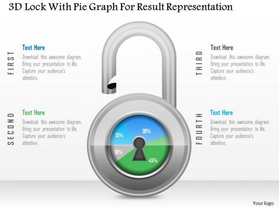 Business Diagram 3d Lock With Pie Graph For Result Representation PowerPoint Slide