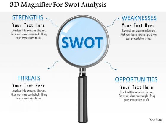 Business Diagram 3d Magnifier For Swot Analysis Presentation Template