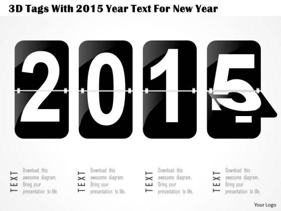 Business Diagram 3d Tags With 2015 Year Text For New Year Presentation Template