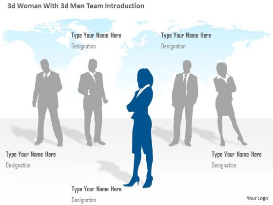 Business Diagram 3d Woman With 3d Men Team Introduction Presentation Template
