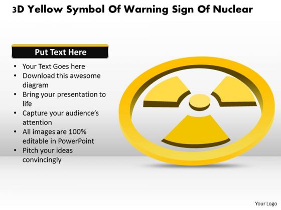 Business Diagram 3d Yellow Symbol Of Warning Sign Of Nuclear Presentation Template