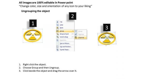 Business Diagram 3d Yellow Symbol Of Warning Sign Of Nuclear Presentation Template