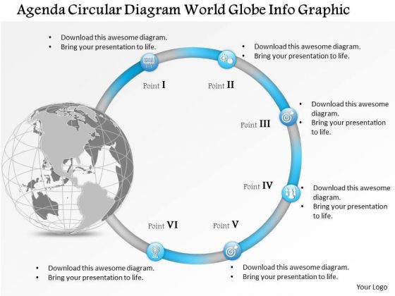 Business Diagram Agenda Circular Diagram World Globe Info Graphic Presentation Template