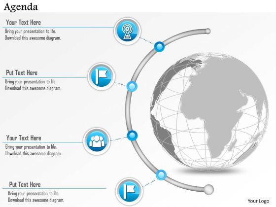 Business Diagram Agenda Diagram Semi Circle Line Icons Presentation Template