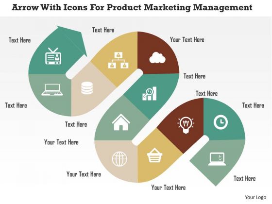 Business Diagram Arrow With Icons For Product Marketing Management Presentation Template