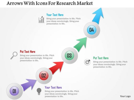 Business Diagram Arrows With Icons For Research Market Presentation Template