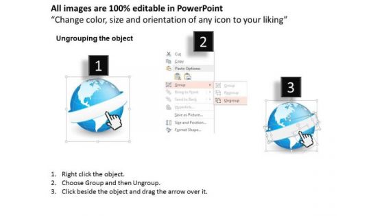 Business Diagram Big Data Concept With Globe And Finger Clicking On Global Data Feeds Ppt Slide