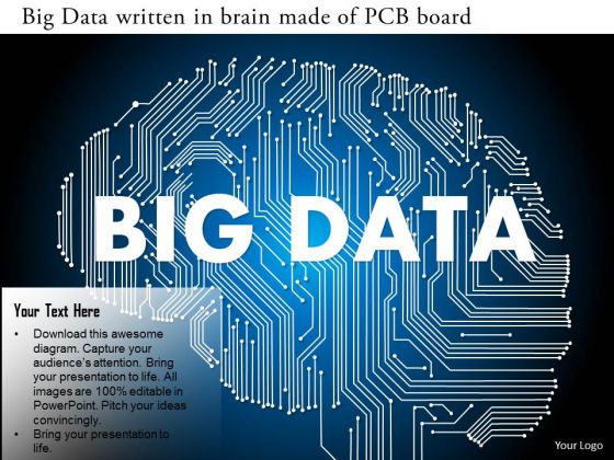 Business Diagram Big Data Written In Brain Made Of Pcb Board Ppt Slide