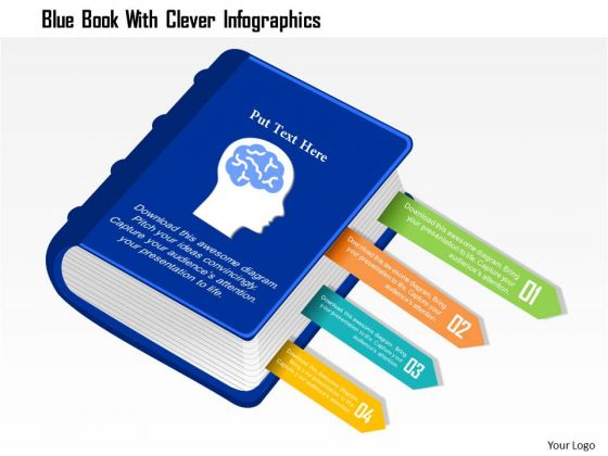 Business Diagram Blue Book With Clever Infographics Presentation Template