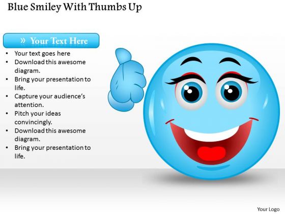 Business Diagram Blue Smiley With Thumbs Up Presentation Template