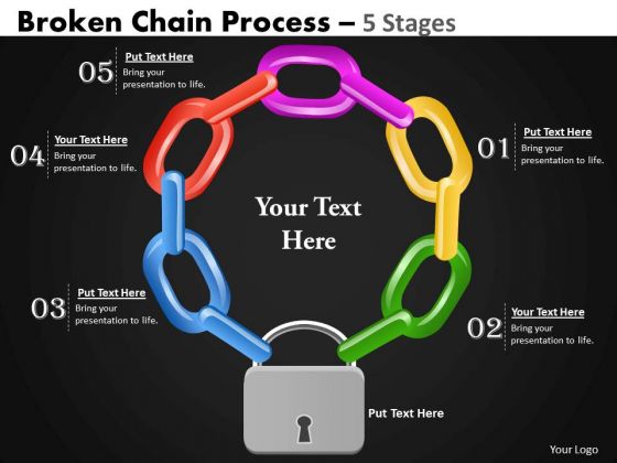 Business Diagram Broken Chain Process 5 Stages Business Cycle Diagram