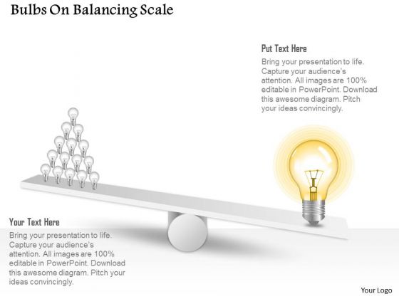 Business Diagram Bulbs On Balancing Scale Presentation Template