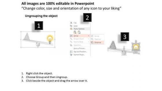 Business Diagram Bulbs On Balancing Scale Presentation Template
