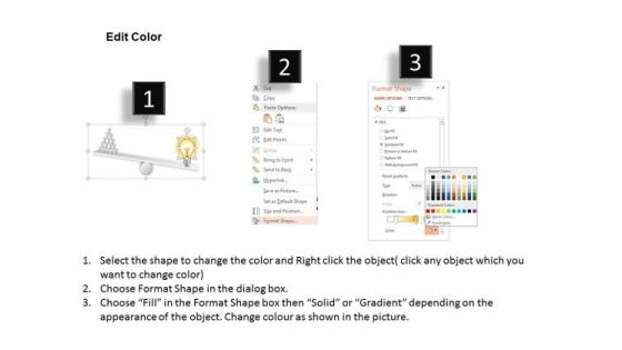 Business Diagram Bulbs On Balancing Scale Presentation Template