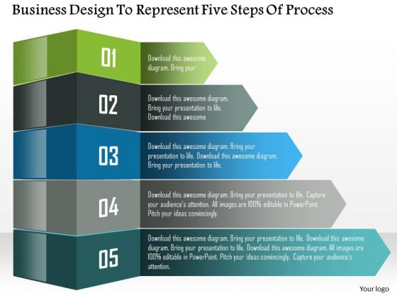 Business Diagram Business Design To Represent Five Steps Of Process Presentation Template