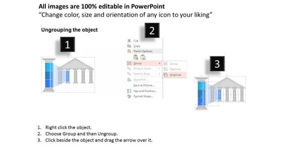 Business Diagram Business Temple Blue Highlighted Pillar Info Graphic Presentation Template