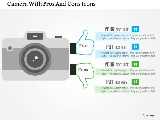 Business Diagram Camera With Pros And Cons Icons Presentation Template