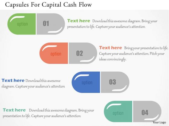 Business Diagram Capsules For Capital Cash Flow Presentation Template