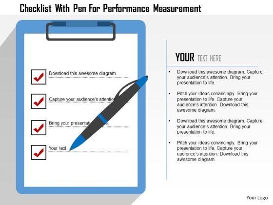 Business Diagram Checklist With Pen For Performance Measurement Presentation Template