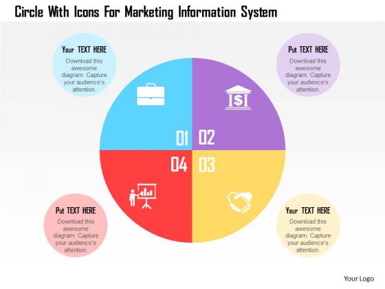 Business Diagram Circle With Icons For Marketing Information System Presentation Template