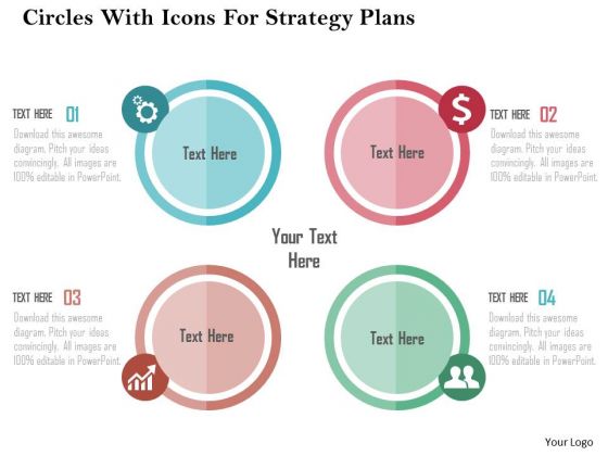 Business Diagram Circles With Icons For Strategy Plans Presentation Tempalte