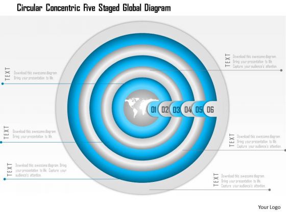 Business Diagram Circular Concentric Five Staged Global Diagram Presentation Template
