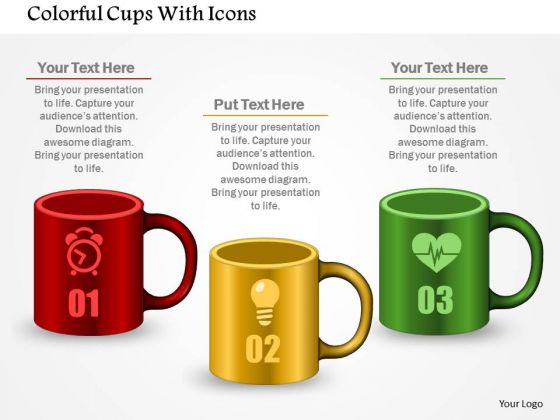 Business Diagram Colorful Cups With Icons Presentation Template