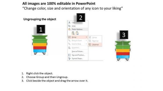 Business Diagram Colorful Dustbin Diagram For Waste Management Presentation Template