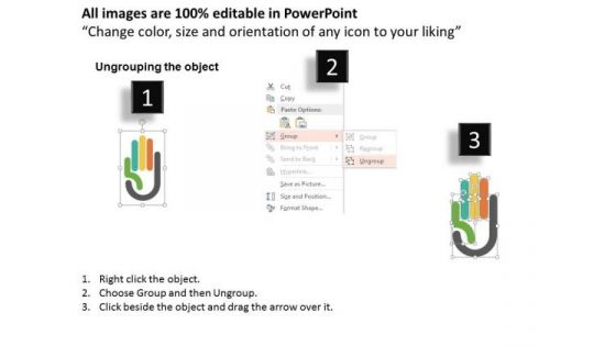 Business Diagram Colorful Hand For Market Research Presentation Template