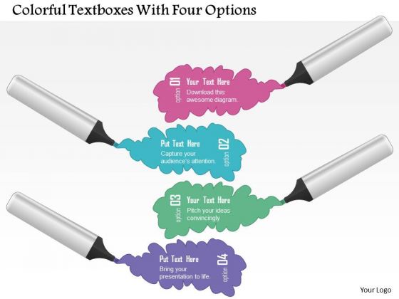 Business Diagram Colorful Textboxes With Four Options Presentation Template