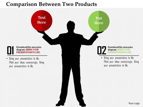 Business Diagram Comparison Between Two Products Presentation Template